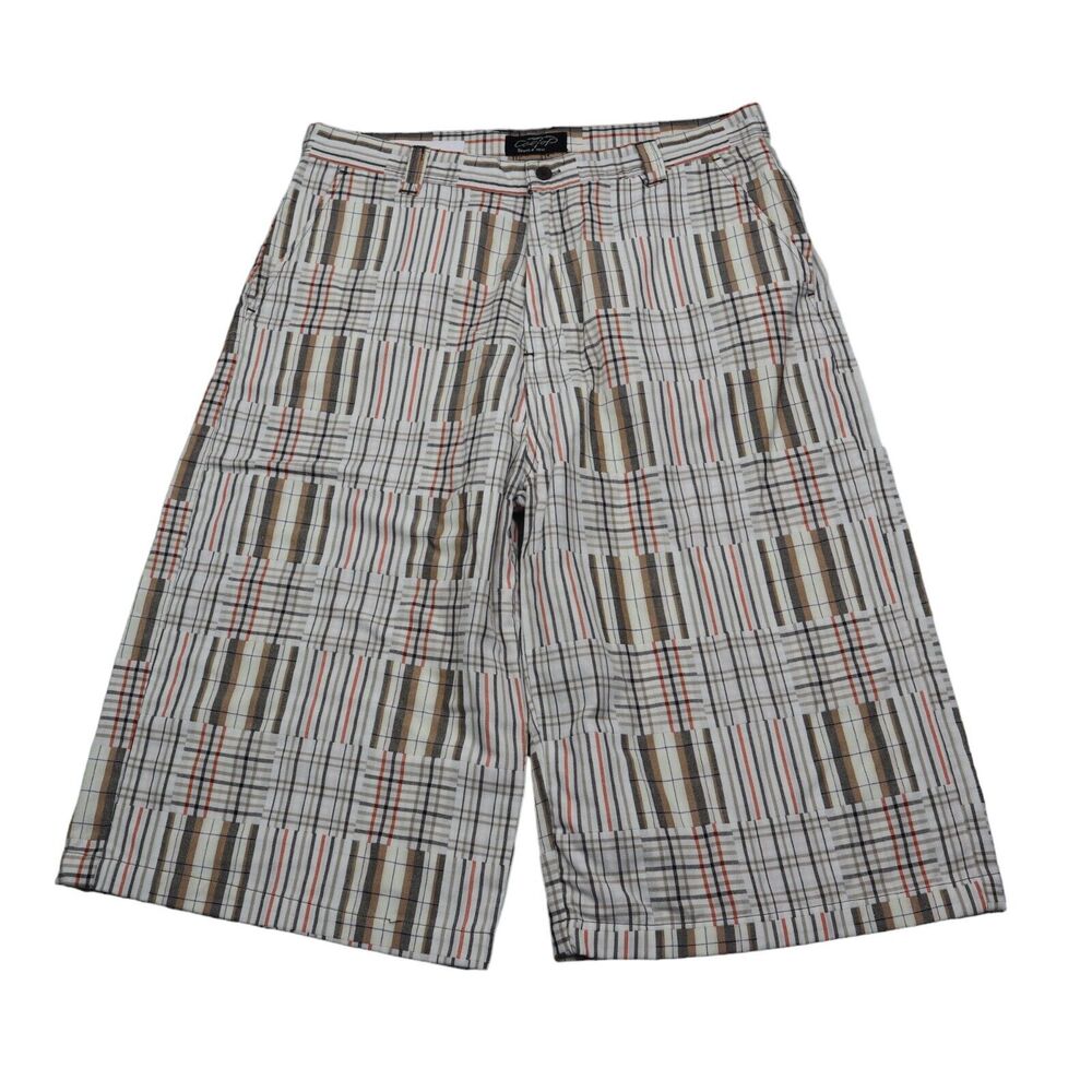 Caltop Shorts Mens 36 Multicolor Plaid High Rise Flat Front Polyester Pocket